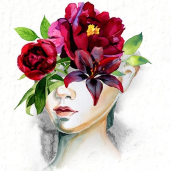 Watercolor Painted Face Mask Linen #2 - Picture 4 of 5